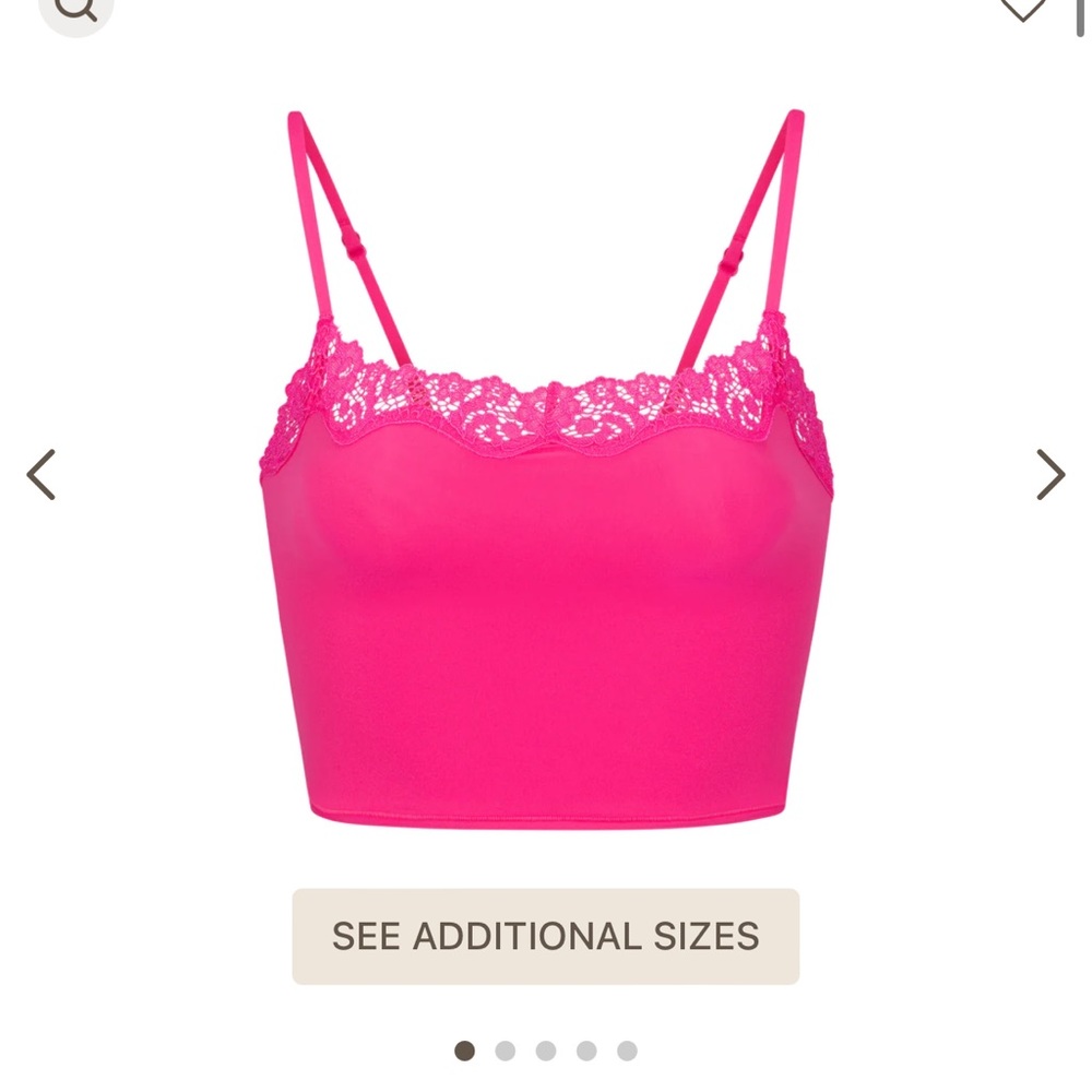 SKIMS fits everybody corded lace cropped cami - neon rose - small